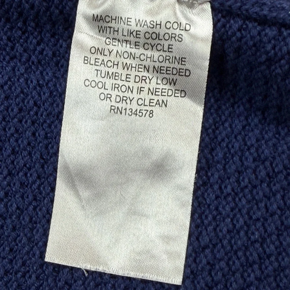Vineyard Vines Mens Medium Blue Cotton Waffle Knit Quarter Zip Pullover Sweater